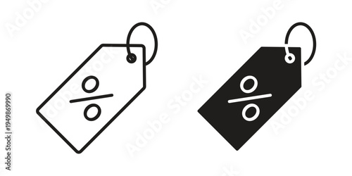 Discount icon element for graphic designs. line and flat symbols