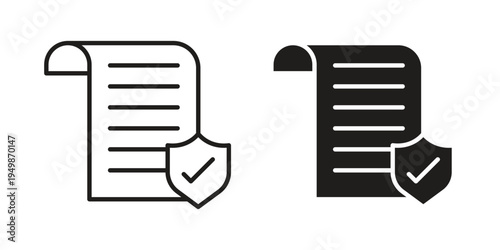 Document verification icon element for graphic designs. line and flat symbols