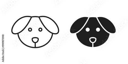 Dog face icon element for graphic designs. line and flat symbols