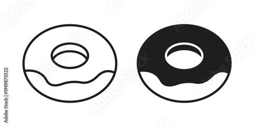 Donut icon element for graphic designs. line and flat symbols