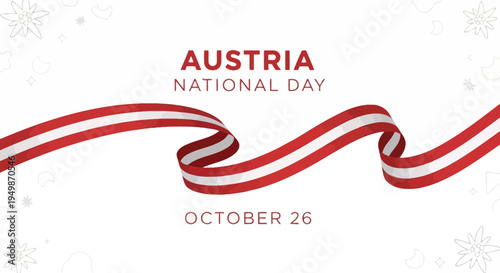 Austria National Day October 26 Ribbon Banner - White Background