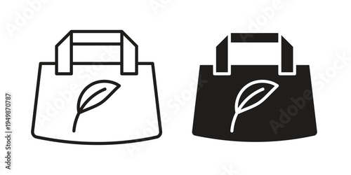 Eco bag icon element for graphic designs. line and flat symbols