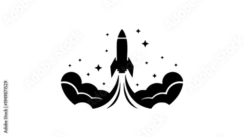 Rocket Launch Silhouette Vector