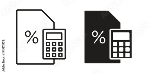 Estimate icon element for graphic designs. line and flat symbols