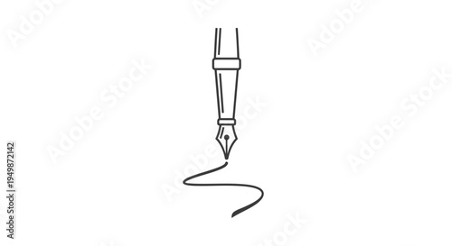 Fountain pen nib writing line.