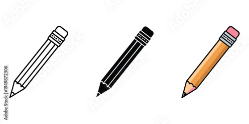 Three different styles of pencils are shown side by side