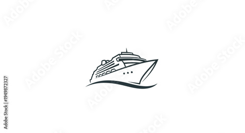 Large Luxury Cruise Ship Sailing Ocean.