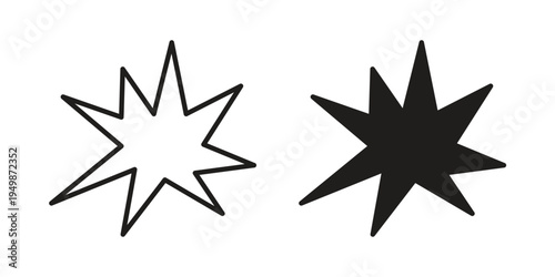Explosion icon element for graphic designs. line and flat symbols