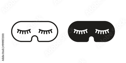 Eye mask icon element for graphic designs. line and flat symbols