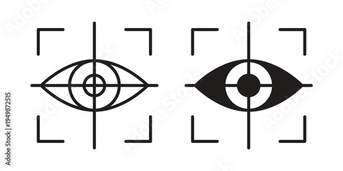 Eye tracking icon element for graphic designs. line and flat symbols