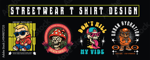 Urban Streetwear T-Shirt Design Bundle – Graffiti Typography Graphic Pack