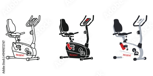 Stationary bikes in different design styles