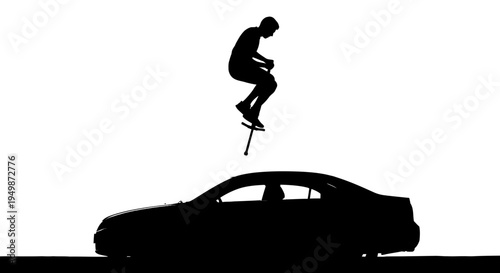 Man Balancing on Top of Car.