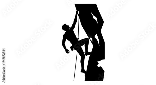 Man climbing up a rock wall.