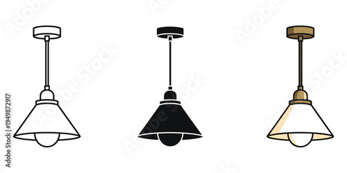 Three different pendant light fixtures are shown