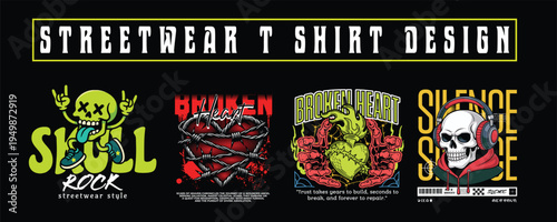 Urban Streetwear T-Shirt Design Bundle – Graffiti Typography Graphic Pack