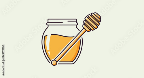 Honey jar with wooden dipper 1.