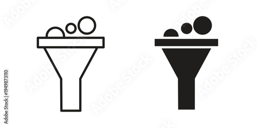 Filter funnel process icon element for graphic designs. line and flat symbols