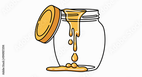 Honey pouring out of a jar.