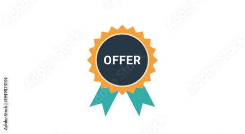 Offer label with orange ribbon.