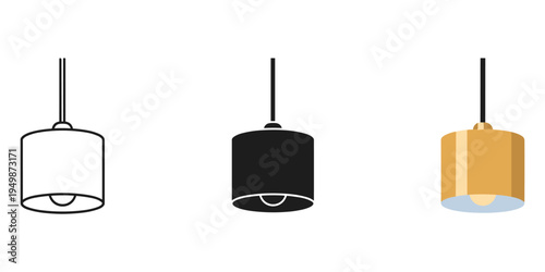 A set of three different pendant lights