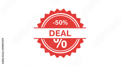 Red Deal Discount Percent Sign Icon.