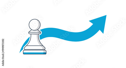 White chess pawn with blue arrow.