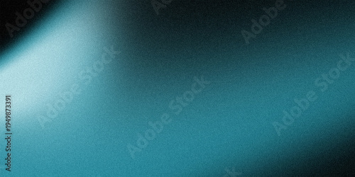 Abstract Teal and Black Grainy Gradient Background with Cinematic Light Leak and Sand Texture