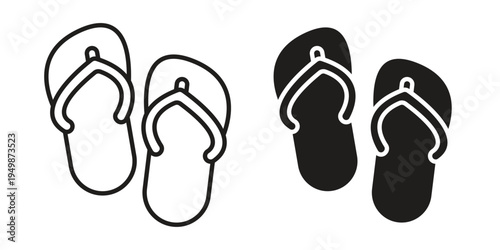 Flip flops icon element for graphic designs. line and flat symbols