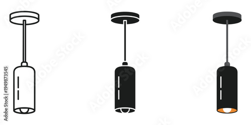 A set of three different pendant lights