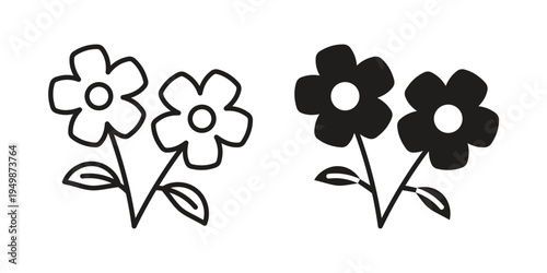 Flowers icon element for graphic designs. line and flat symbols