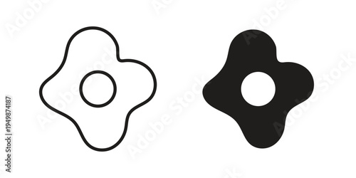 Fried egg icon element for graphic designs. line and flat symbols