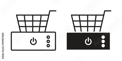 Fryer icon element for graphic designs. line and flat symbols