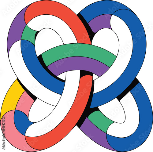 Abstract 3d illustration of a colorful spiral background featuring a red horseshoe magnet and lifebuoy ring symbol as a business rescue concept sign