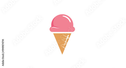 Pink Ice Cream Cone Dessert Treat.