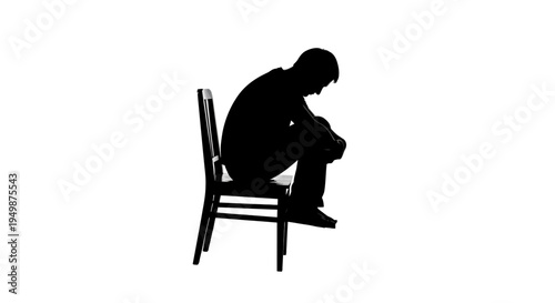 Silhouette of a Sorrowful Young Man.