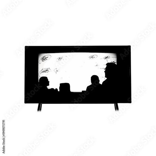 Silhouette of people watching television.