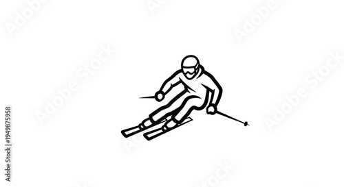 Skier in motion on snow slope.