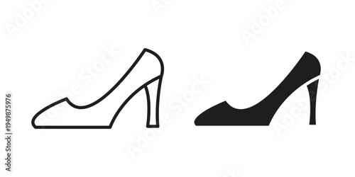 High heel shoes icon element for graphic designs. line and flat symbols