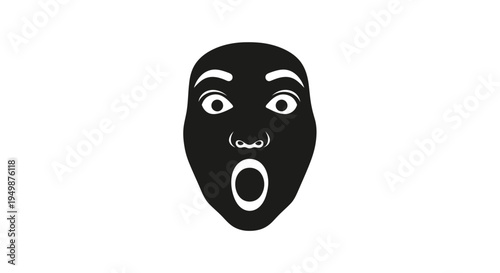 Surprised face with open mouth expression.