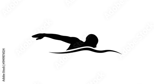 Swimmer in freestyle position swimming.