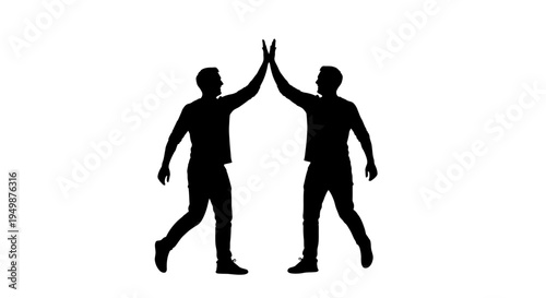 Two Men High Five Silhouette.