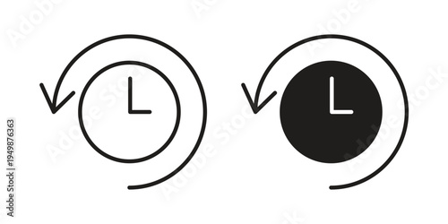 History icon element for graphic designs. line and flat symbols