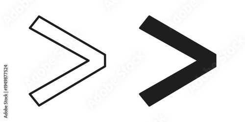 Is greater than icon element for graphic designs. line and flat symbols