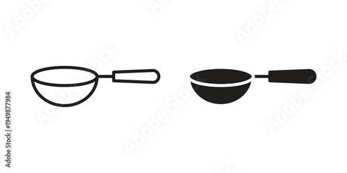 Ladle icon element for graphic designs. line and flat symbols
