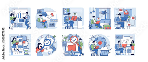 Business Strategy and Planning Vector Illustration Set