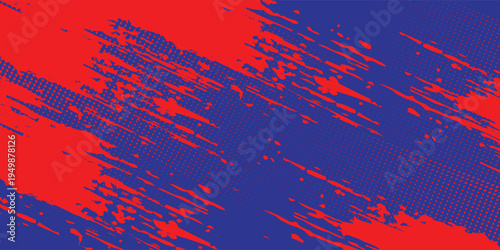 Abstract Blue and Red Grunge Halftone Background