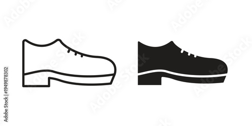 Leather shoes icon element for graphic designs. line and flat symbols