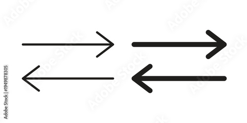 Left right direction icon element for graphic designs. line and flat symbols