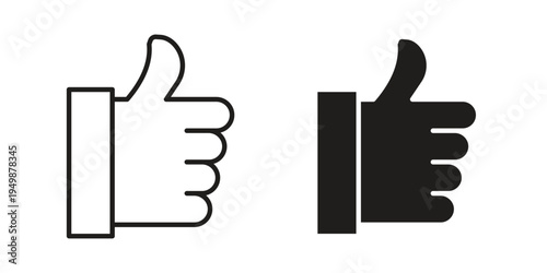 Like button icon element for graphic designs. line and flat symbols